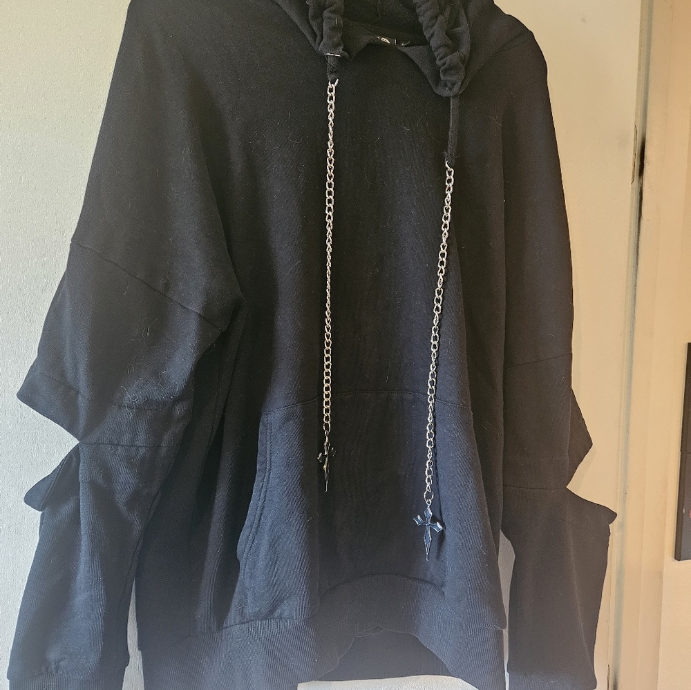 Killstar Unisex chain drawstring hoodie with cross